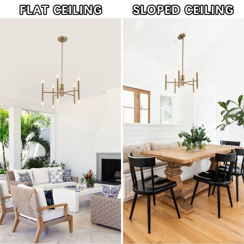 10 - Light Modern candle Chandelier with Adjustable Height, Sleek Linear Design for Dining Room, Living Room