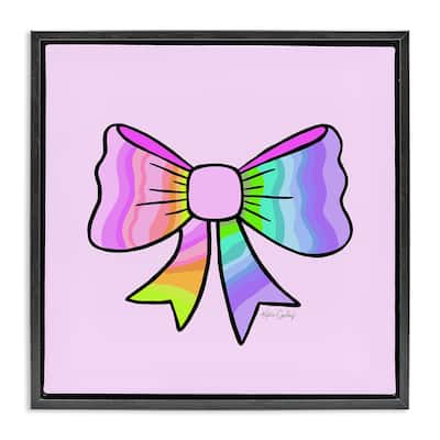 Stupell Pastel Rainbow Ombre Ribbon Framed Floater Canvas Wall Art Design By Katie Conley