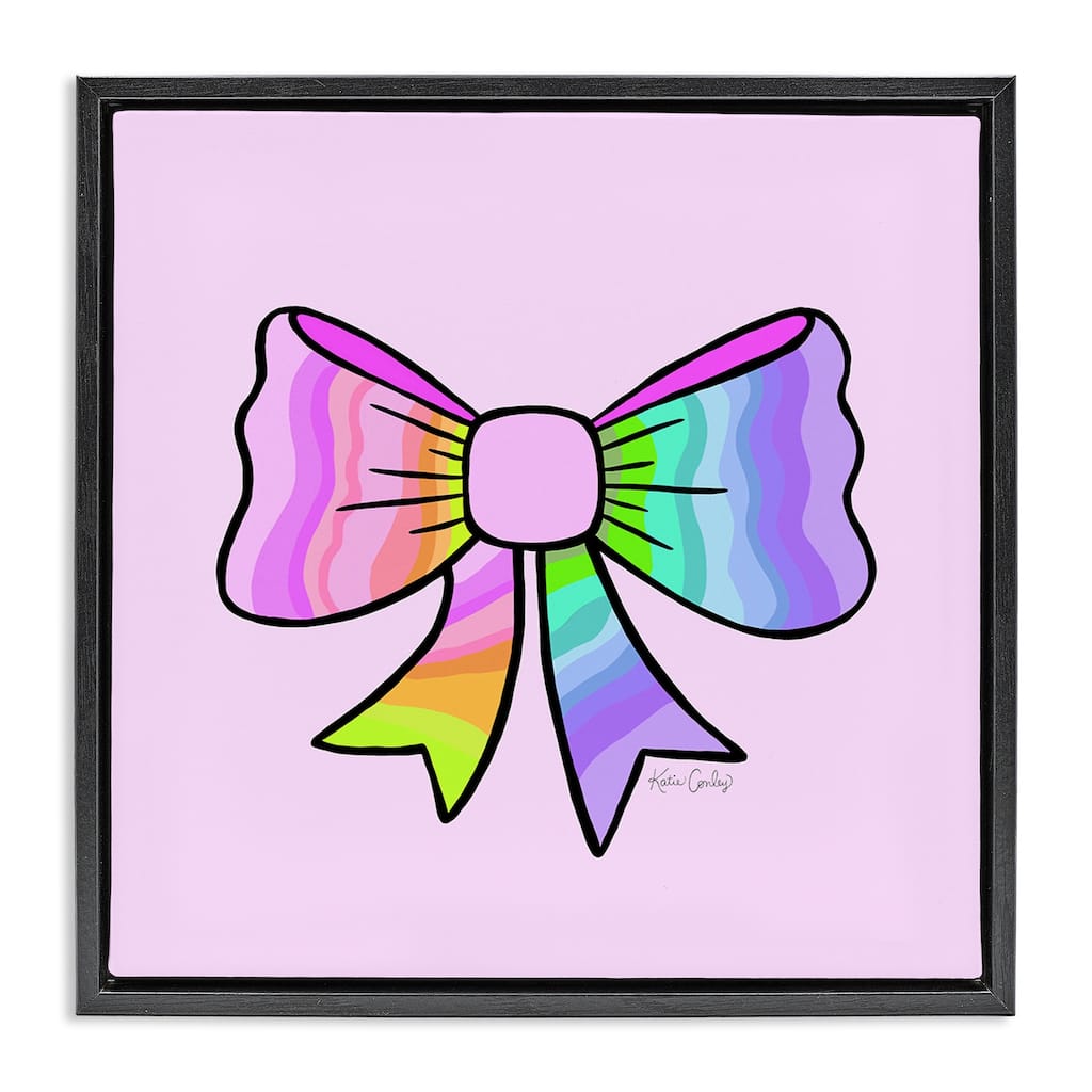 Stupell Pastel Rainbow Ombre Ribbon Framed Floater Canvas Wall Art Design By Katie Conley
