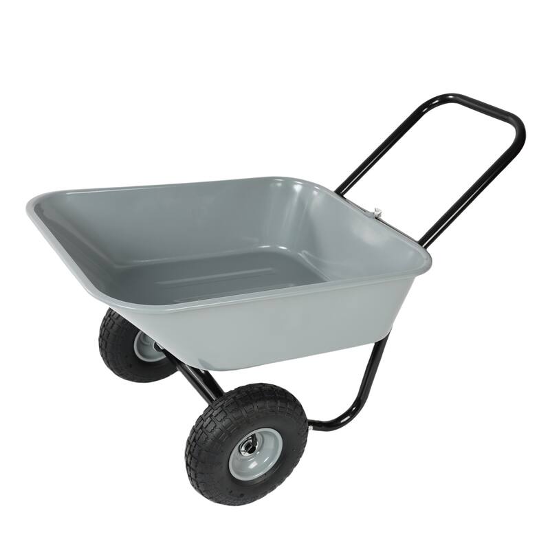 Two-Wheel Garden Cart - 10 Inch Pneumatic Wheels Heavy-Duty Hauler, Gray