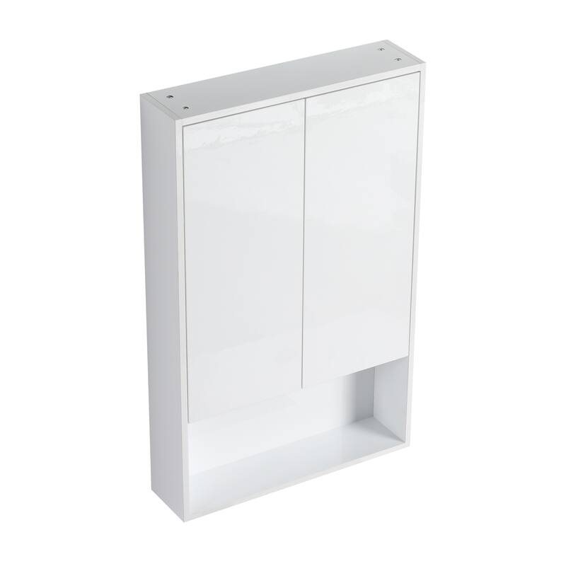 24" Bathroom Wall Cabinet, Soft Close Doors, Float Mounting Design,Glossy White