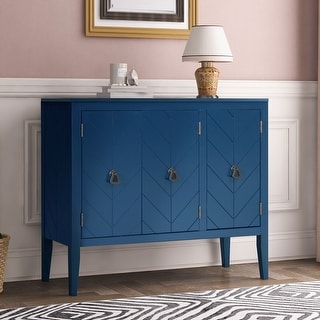 Navy Blue Solid Wood Storage Entryway Console Table Cabinet with ...