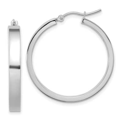 Curata 14k White Gold Polished Hoop Earrings - 28x29.2mm
