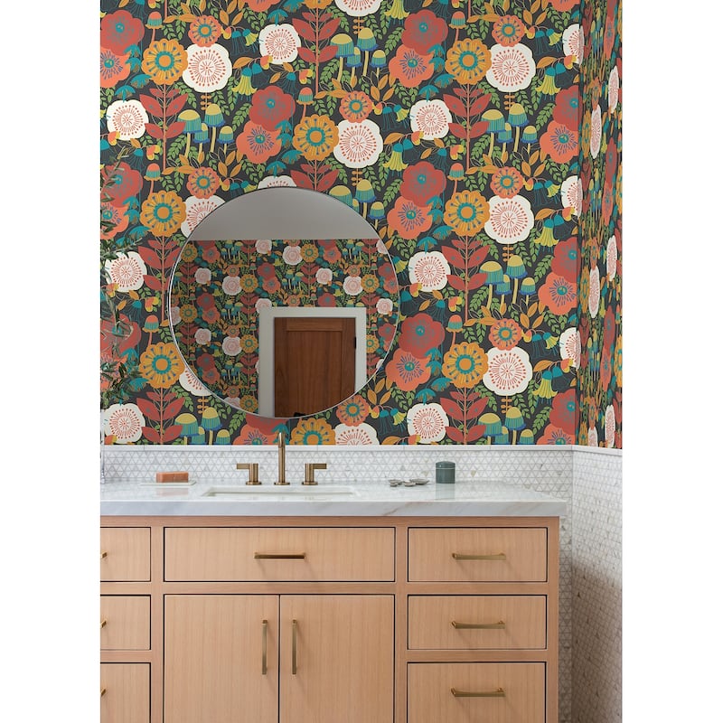 Megan Carter Dream Garden Dark Brown Peel and Stick Wallpaper