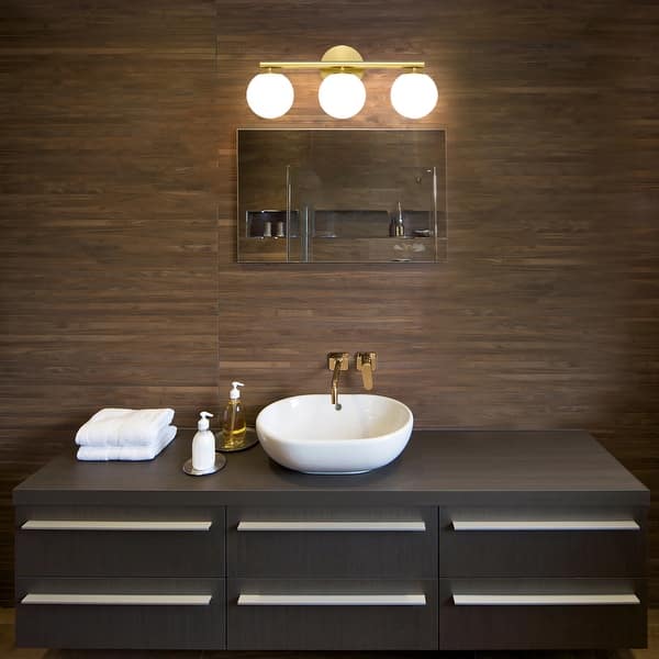 slide 2 of 7, Gold Bathroom Light Fixtures,Vanity Lighting,Modern Wall Light with Frosted Milky Glass,G9 Base Gold