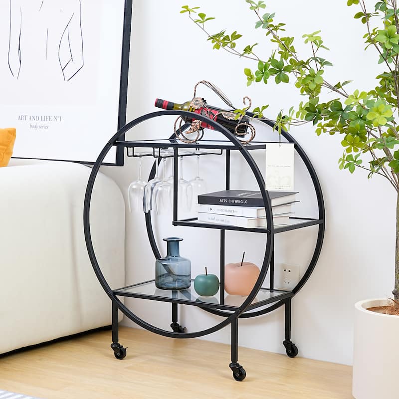 Mobile Bar Cart Drink Cabinet - Sleek and Stylish Home & Food Accessories Display