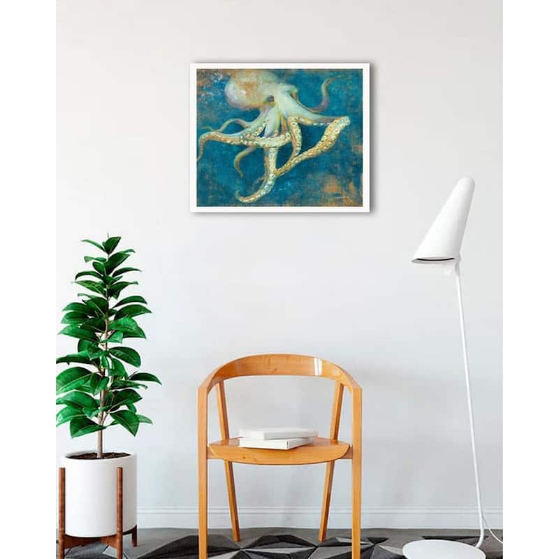Ocean Octopus Framed Poster - 24 x 24 Inch - White