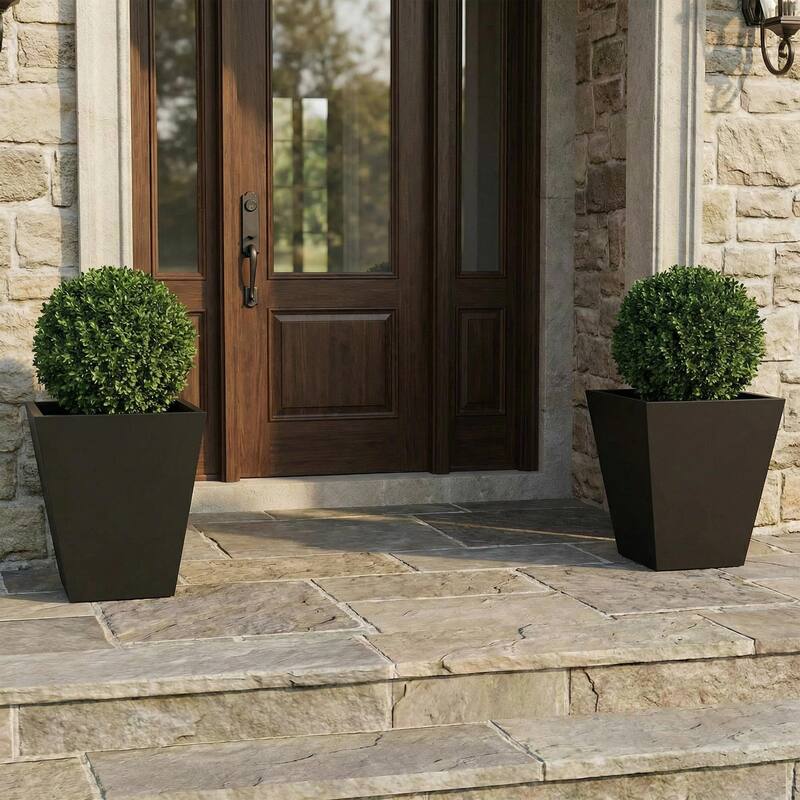 Metal Planters for Outdoor Plants Planter Box - Black-2PCS - 16"x18"