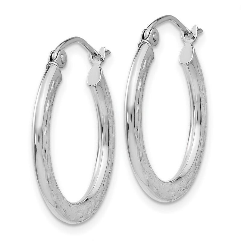 Curata 14k White Gold Hinged Post Sparkle Cut Hollow Hoop Earrings - 21x21mm