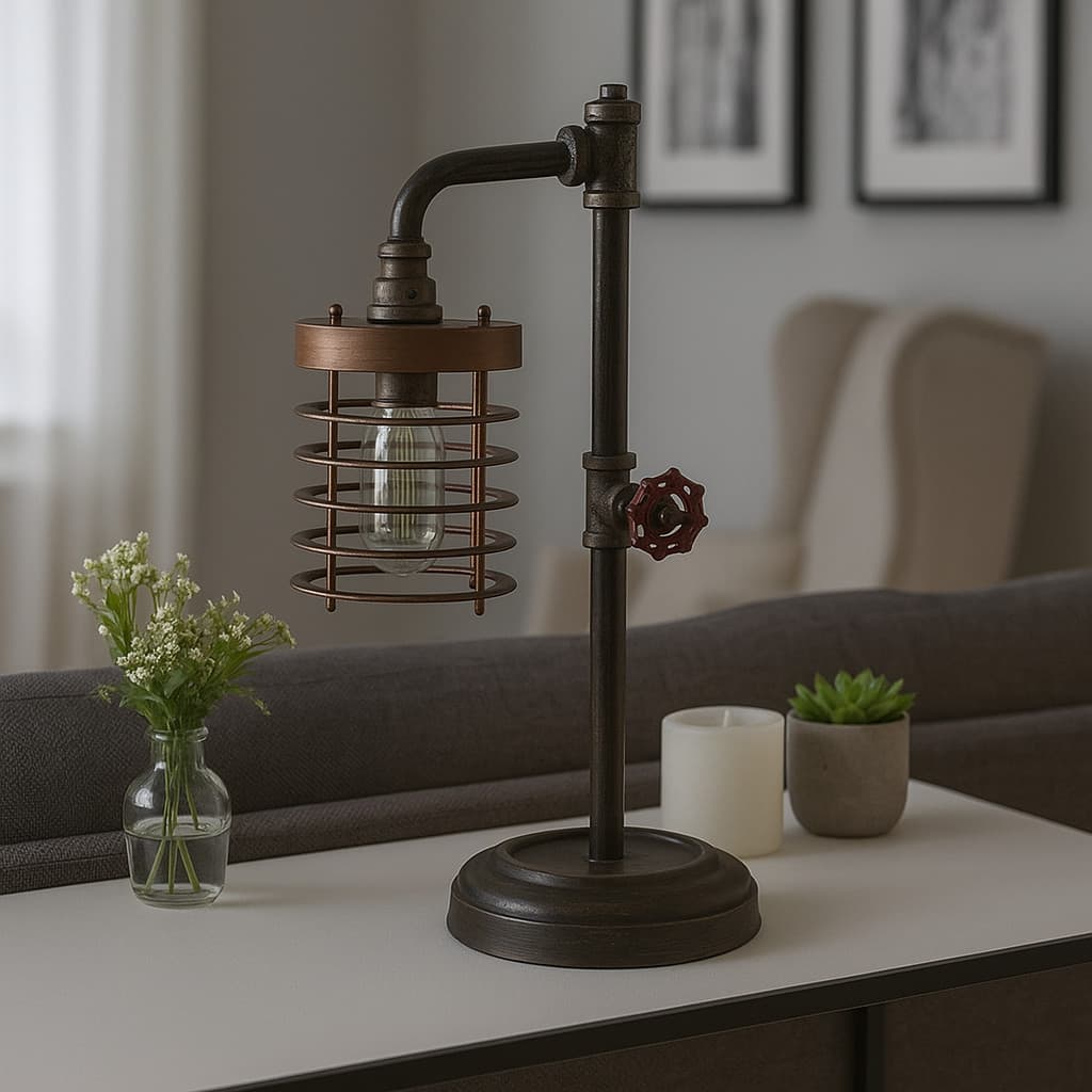 Industrial Metal Pipe Table Lamp - 18.0"