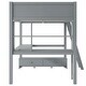 preview thumbnail 22 of 22, Solid Wood Loft Bed with Bulit-in Desk and LED Light, Full Size Loft Bedframe with Storage Bench, Shelves, 2 Drawers & USB Port