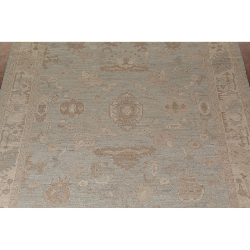 Grey Vegetable Dye Oushak Turkish Area Rug Hand-Knotted Wool Carpet - 8'10"x 11'8"