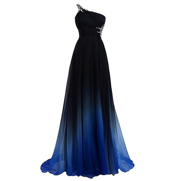 aqua embellished chiffon gown