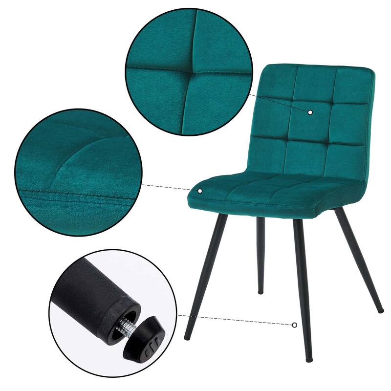 Modern 17” Wide Tufts Upholstered Dining Side Chairs with Metal Legs - 22.25L×18.71W×32.09H