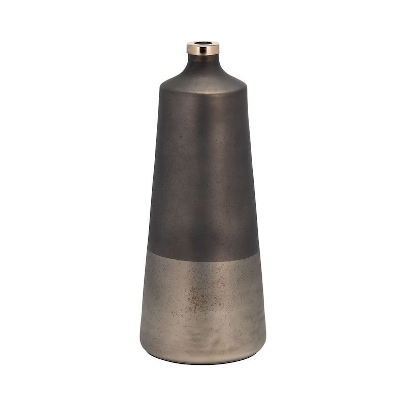Sagebrook Home Modern Neutral Glass & Aluminum Vase