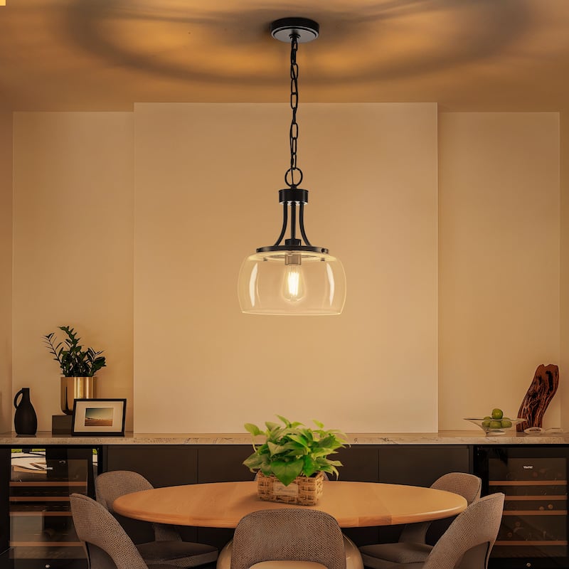 Starsky 1/3-Light Modern Clear Glass Dome Pendant Light