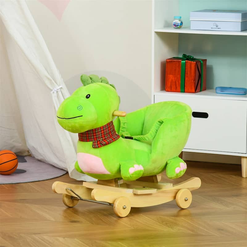 Plush Dragon and Dinosaur 2 in 1 Rocking and Rolling Ride On Toy with Music for Toddlers 18 to 36 Months