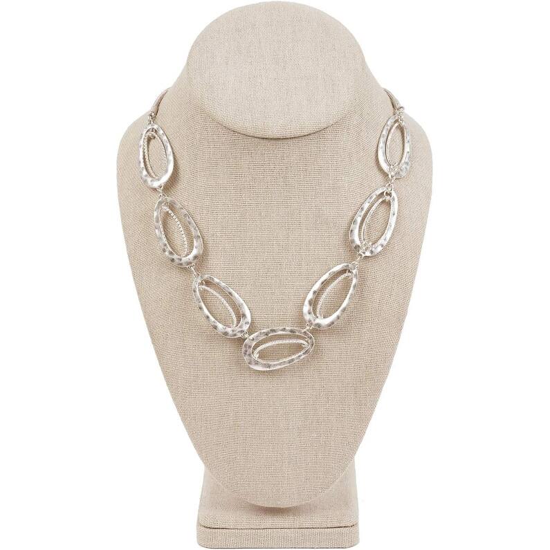 Linen Covered Wood Jewelry Necklace Bust Display - S - Cream