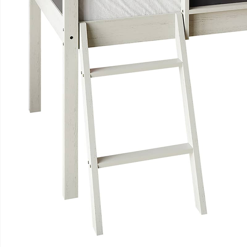 CraftPorch Classic Twin Low Loft Bed with Chalkboard, Slide and Ladder