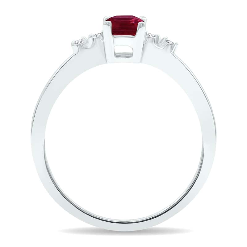 Women's Ruby and Diamond Sparkle Ring in 10K White Gold