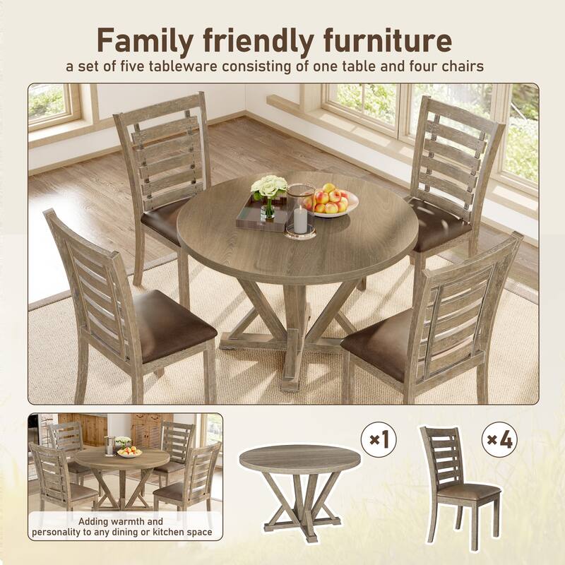 Set of 2 Dining Chairs Farmhouse Rustic