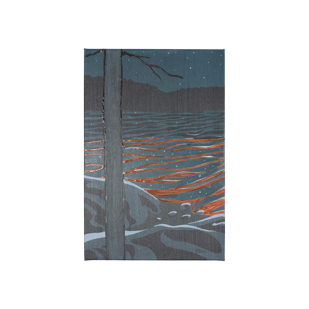 Sea Bay At Night I (20 x 30 ) Canvas Art Print