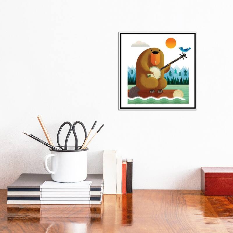 iCanvas "Banjo Beaver And Bluebird" by Gareth Lucas Framed Canvas Print