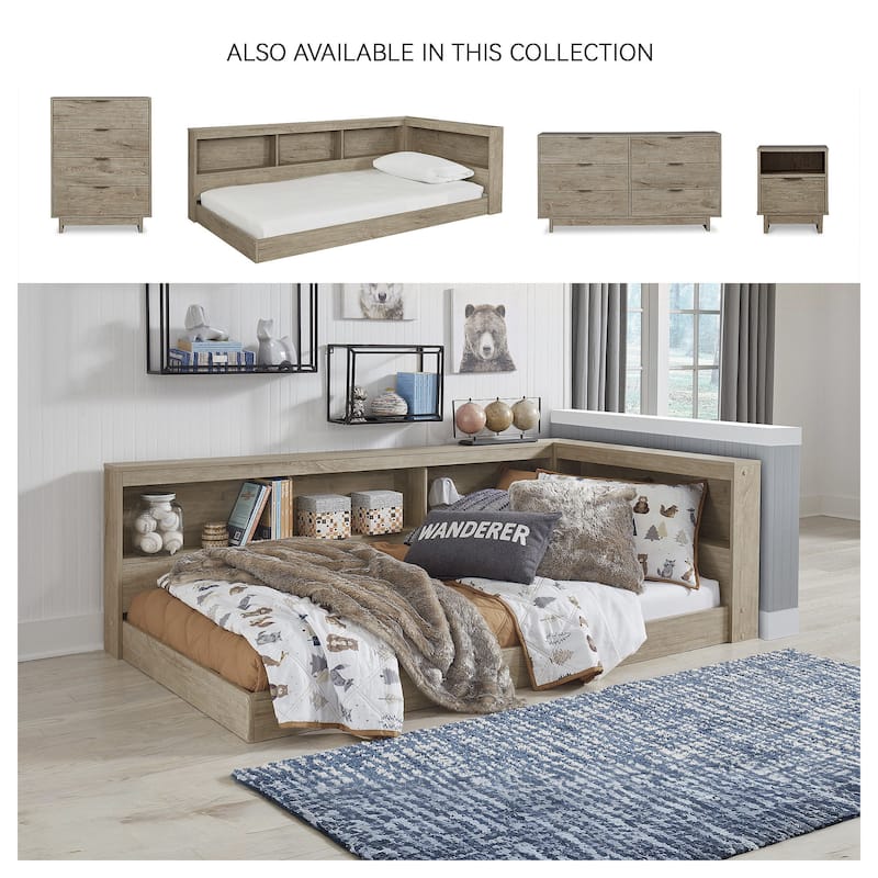 Oliah Natural Bookcase Storage Bed