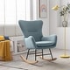 preview thumbnail 2 of 39, Velvet Armchair Wingback Comfy Rocker Chair with Thick Padded Seat for Nursery Blue