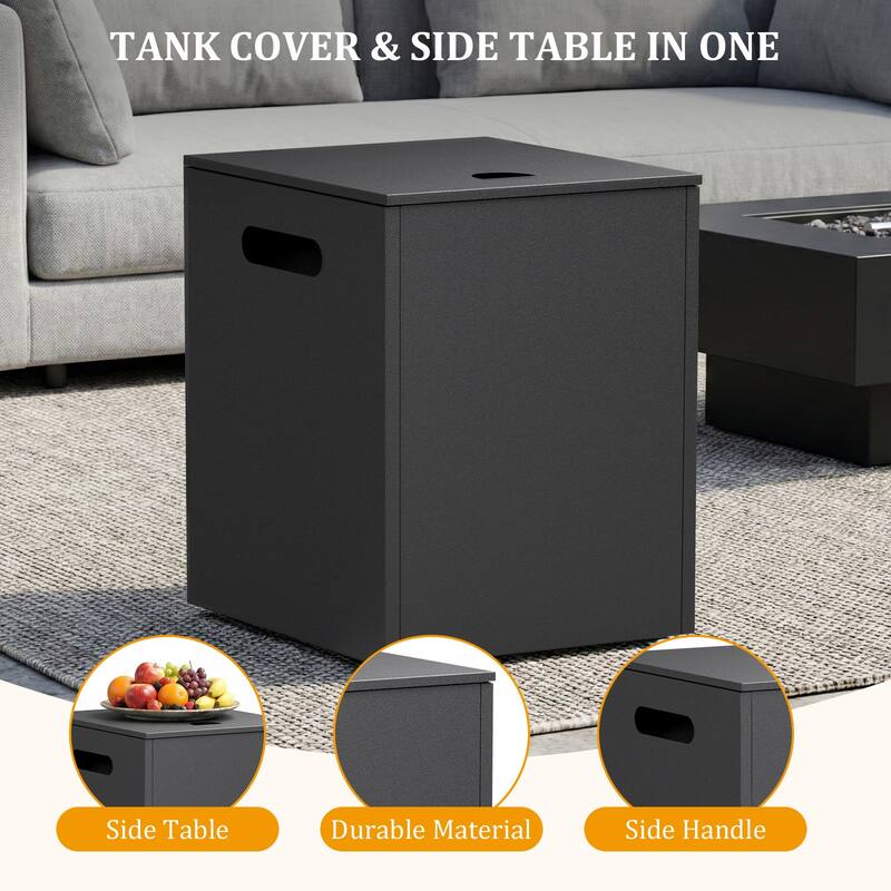 Meyreso Wicker Patio Conversation Set with Metal Fire Pit Table & 4.5-Inch Olefin Cushions