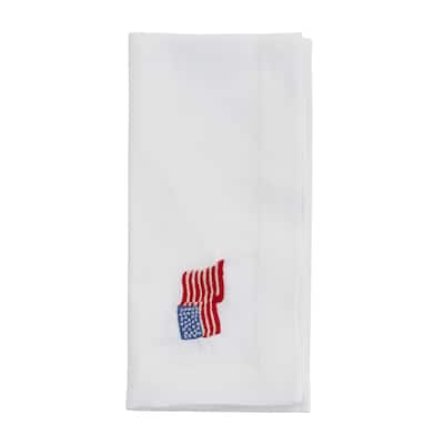 Embroidered Table Napkins With American Flag Design (Set of 4) - 20"x20"
