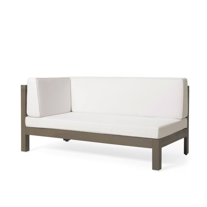 Brava Outdoor Acacia Wood X-Back Patio Sectional Sofa by Christopher Knight Home