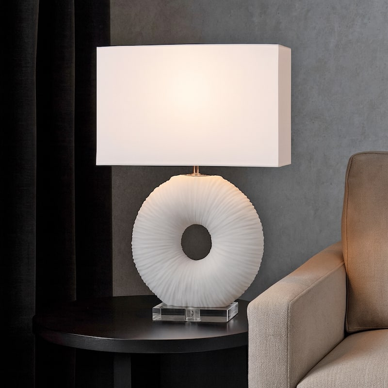 Stone Table Lamp Modern Rectangular Oval Shade Accent - 31" White - 31.0"