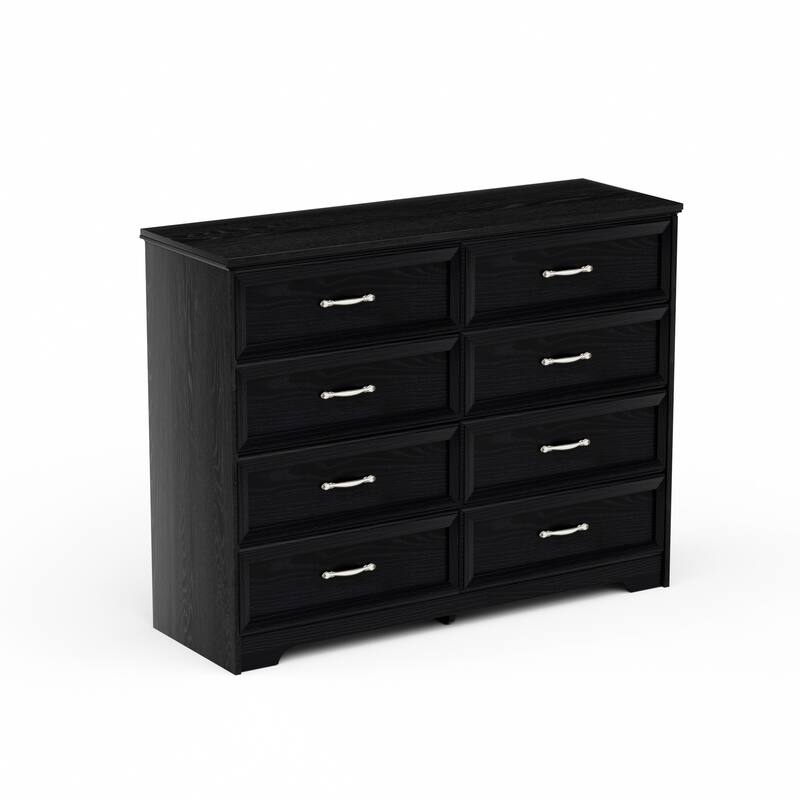 Modern Drawer Dresser Clothes Organizer with 8 Drawers Metal Handles Anti-tipping Device, for Living Room Bedroom Hallway, White