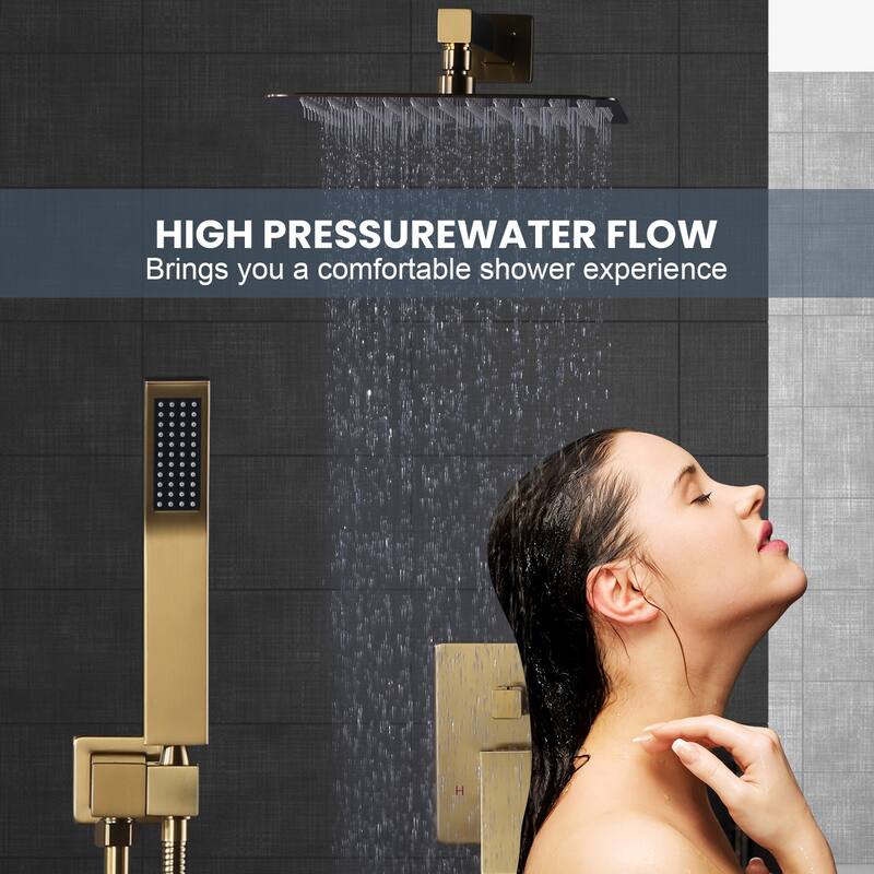 WOWOW 10 in. Square Shower Head 2-Spray Shower Faucet with Single Handle - 10 in.
