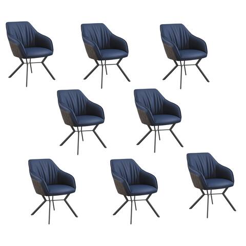Vesper Blue and Brown Upholstered Dining Chairs (Set of 8)