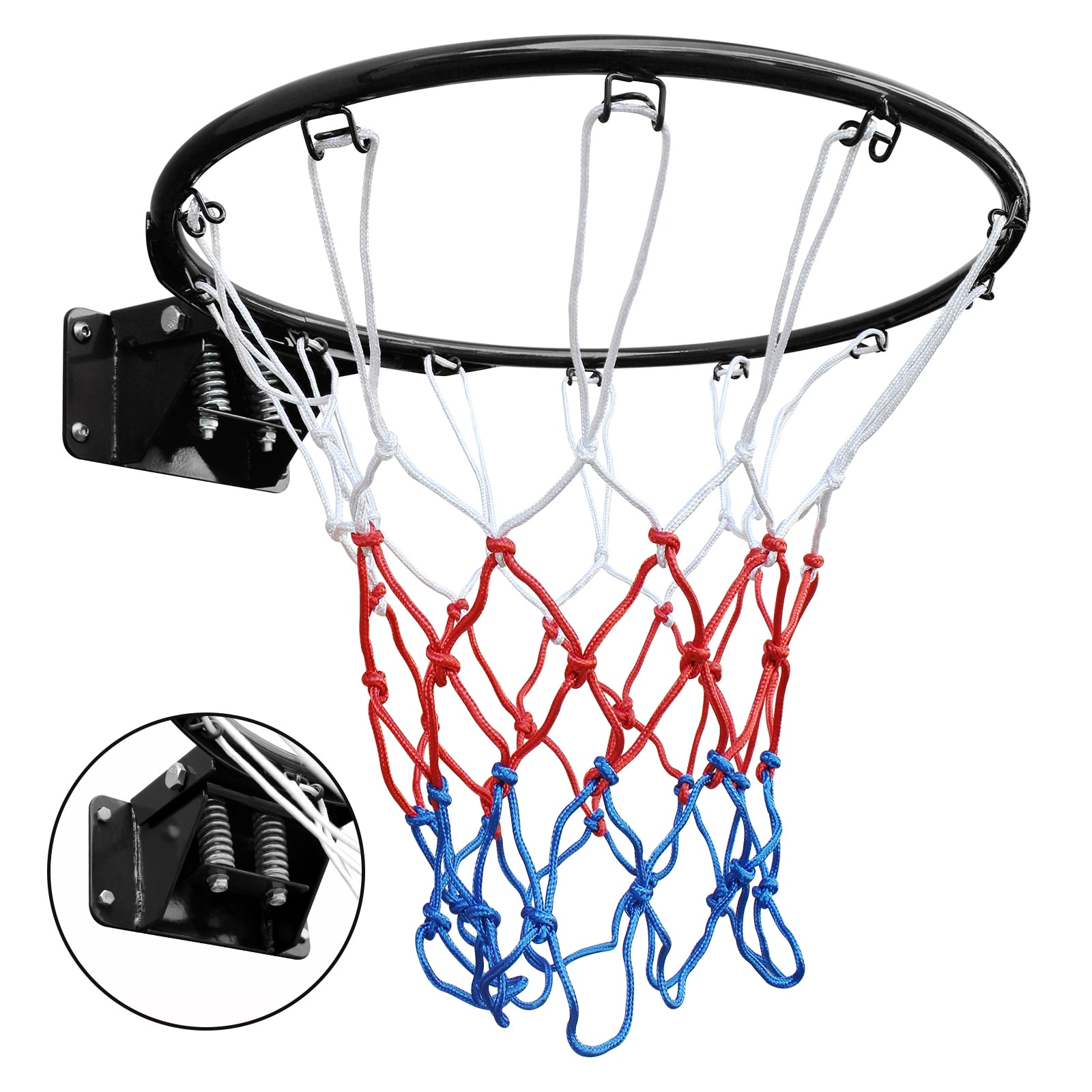Basketball Double Spring Solid Rim, 18" Steel Basketball Rim for Indoor and Outdoor Black
