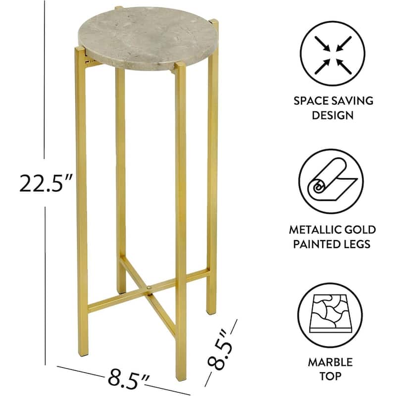 Urban Lifestyle Marble Collapsible Accent Drink Table