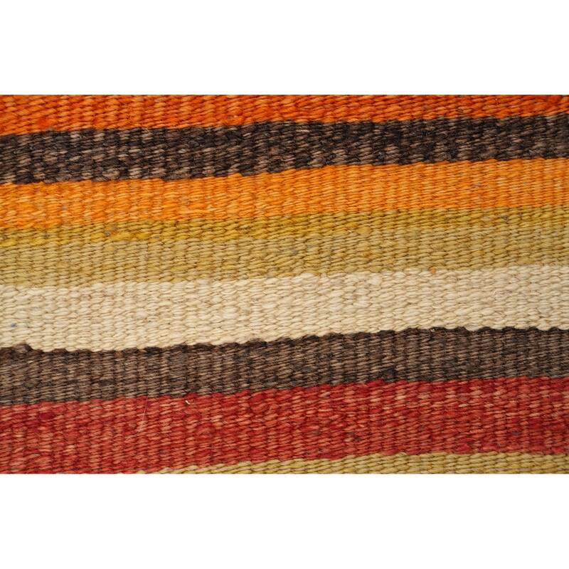 Hand Woven Oriental 100% Wool Carpet Southwestern Geometric Oranges & Rust Kilim Runner Rug - 9' 5'' X 4' 5''