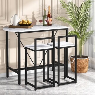 3-Piece Bar Table Set, Kitchen Pub Dining Table with 2 Bar Stools
