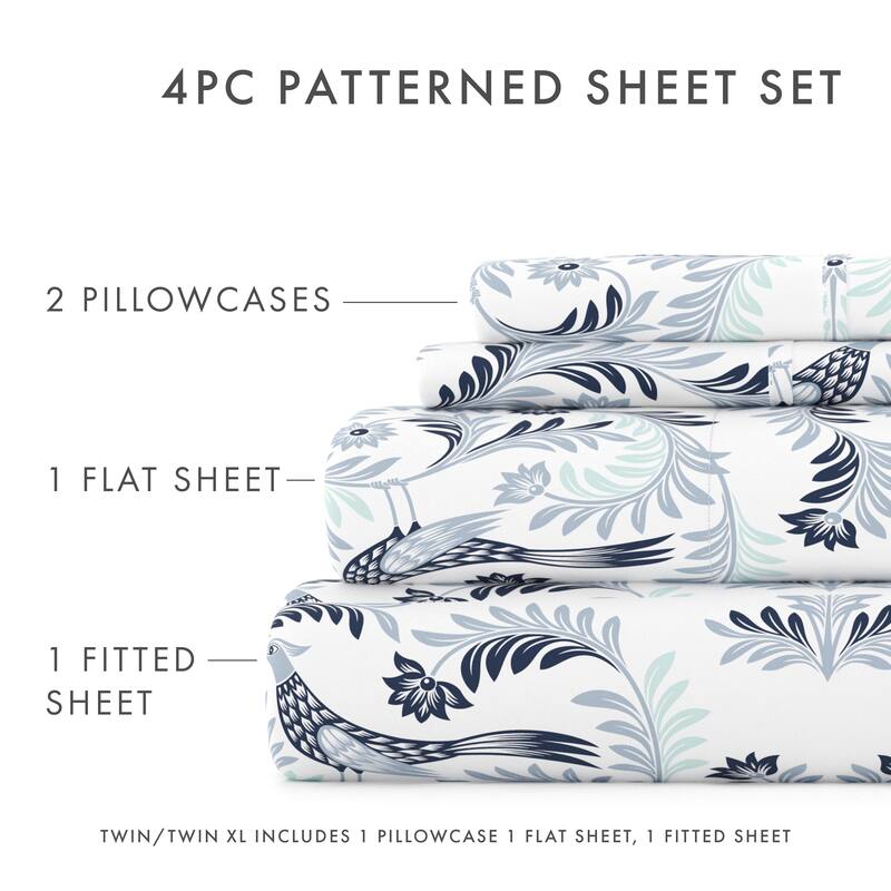 Becky Cameron Garden Estate Pattern 4 Piece Deep Pocket Bed Sheets Set