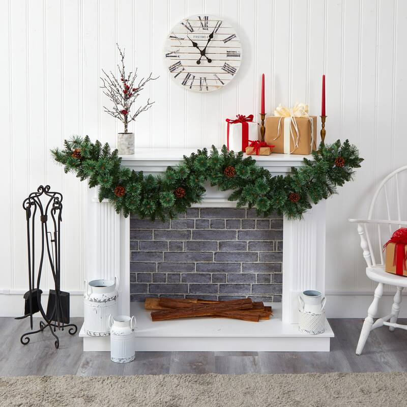 Artificial Pine Garland with Warm White Lights - 6ft Holiday Decor, Festive Mountain Pine, Indoor Christmas Decor - 84