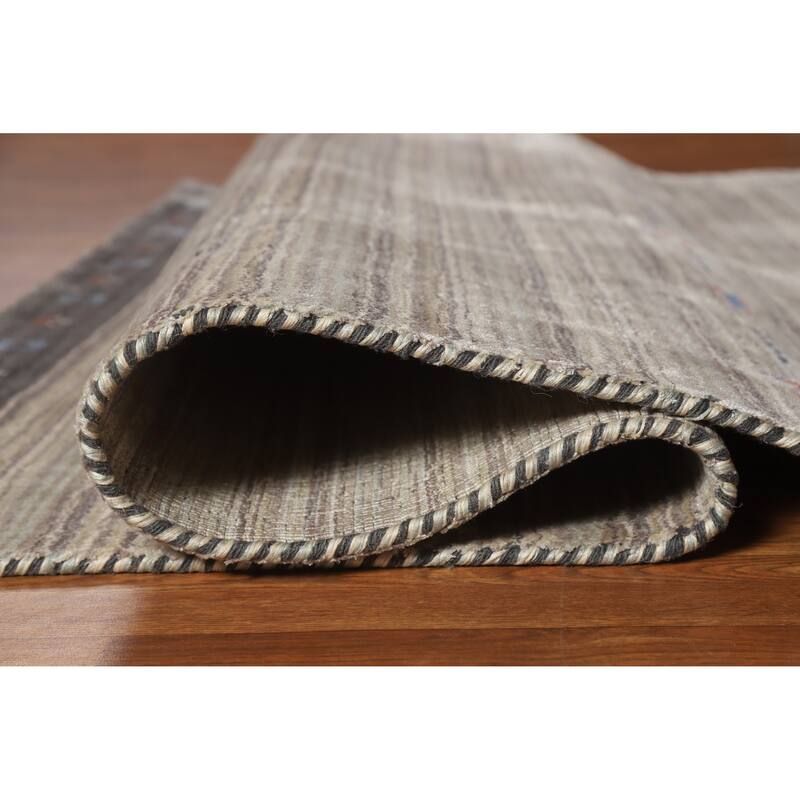 Hand Knotted Oriental 100% Wool Carpet Tribal Tribal Beige & Ivories Gabbeh Area Rug - 5' 10'' X 4' 1''