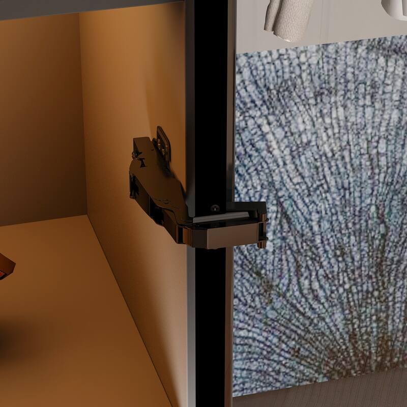Black Glass Door Combo Wardrobe with Multi-Color Light Strips