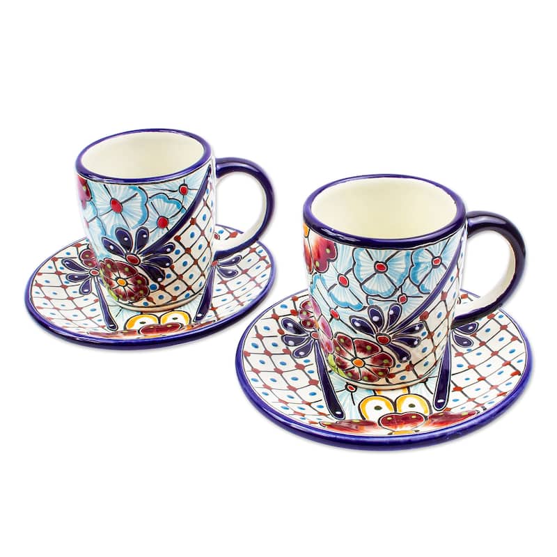 Novica Handmade Colors Of Mexico Ceramic Cups And Saucers (Pair)