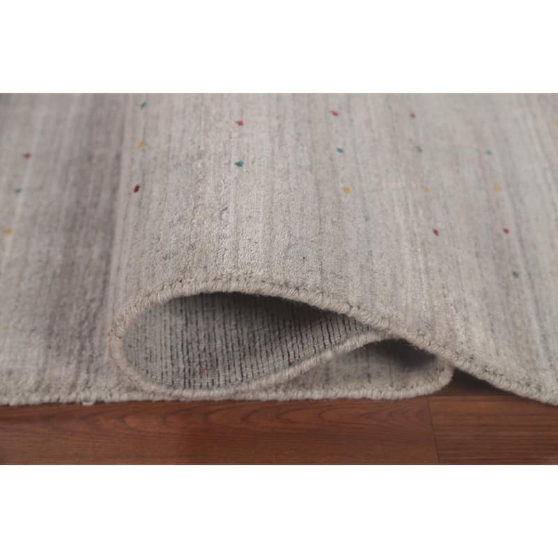 Striped Gabbeh Indian Area Rug Handmade Silk Carpet - 9'0" x 11'7"