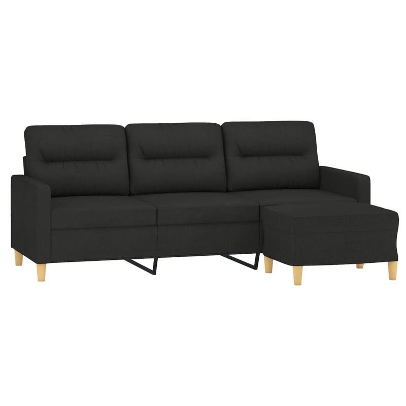 vidaXL 3-Seater Sofa With Footstool Black Fabric, metal, plywood 3-Seater - 30.3 x 77.9 x 31.5 in