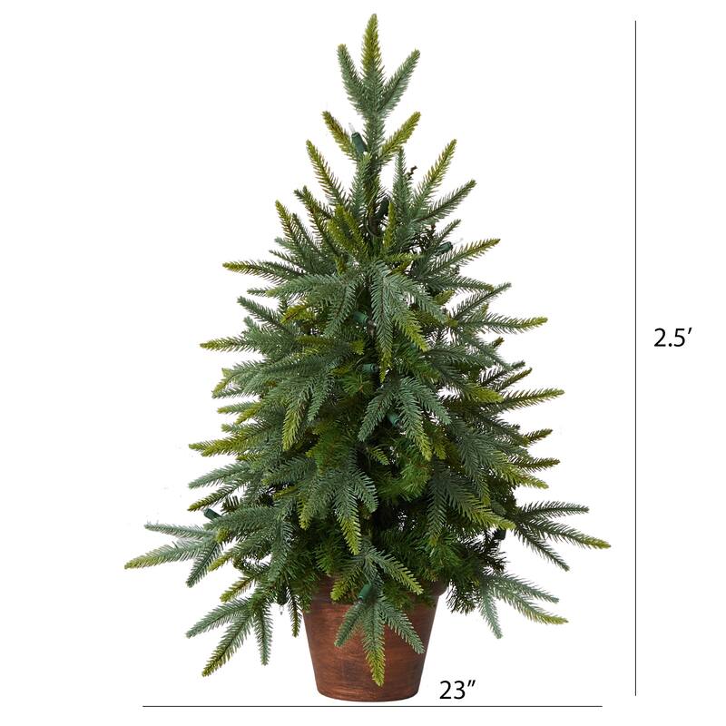 2.5' Artificial Christmas Tree Golden Planter, Clear Inc&escent Lights - 2.5 Foot