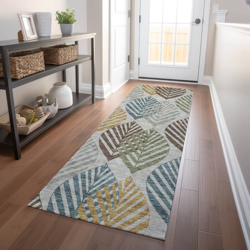 Premium Washable Super Soft Farmhouse Leaves Mayfield Rug - Gray - 2' 3" x 7' 6" - Runner