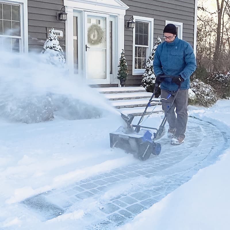 48-Volt Snow Blower Bundle | W/ 2 x 4.0-Ah Batteries, Charger, Cover & Ice Dozer - Blue - 21.4 Height (in)